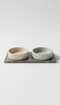 Polished Marble Cat Food Bowl Set